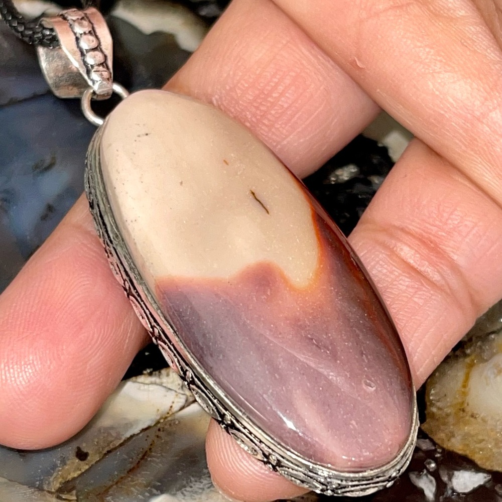 Burgundy Mookaite Jasper Pendant 2 1/2”